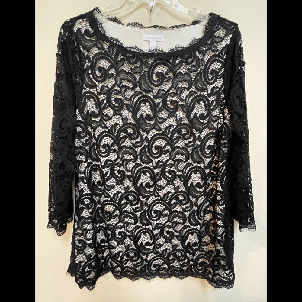 Charter Club Black Lace Top